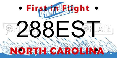 288EST North Carolina License Plate