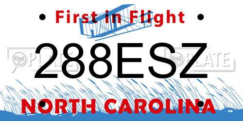 288ESZ North Carolina License Plate