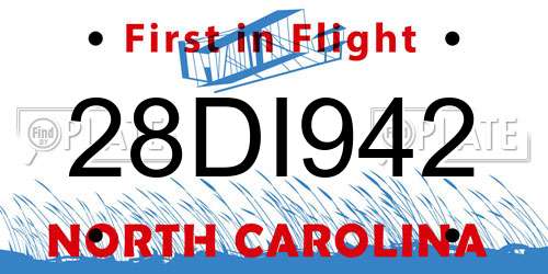 28DI942 North Carolina License Plate