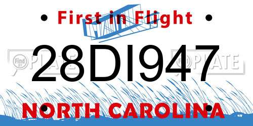 28DI947 North Carolina License Plate