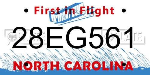 28EG561 North Carolina License Plate