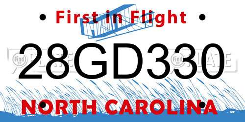 28GD330 North Carolina License Plate