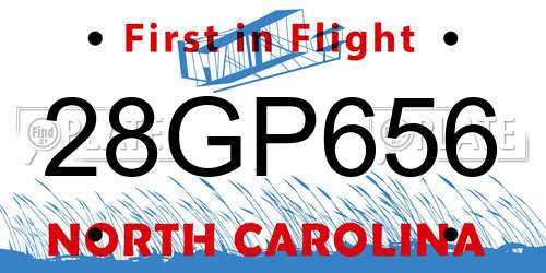 28GP656 North Carolina License Plate