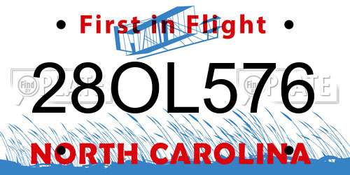 28OL576 North Carolina License Plate