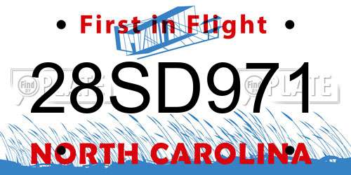 28SD971 North Carolina License Plate