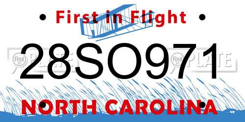28SO971 North Carolina License Plate