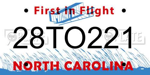 28TO221 North Carolina License Plate
