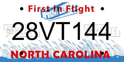 28VT144 North Carolina License Plate