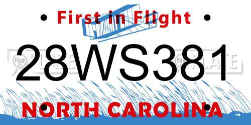 28WS381 North Carolina License Plate