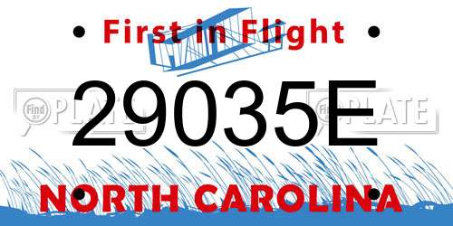 29035E North Carolina License Plate