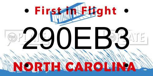 290EB3 North Carolina License Plate
