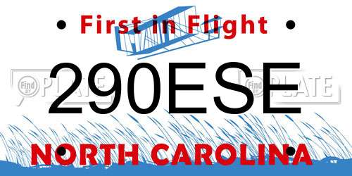 290ESE North Carolina License Plate