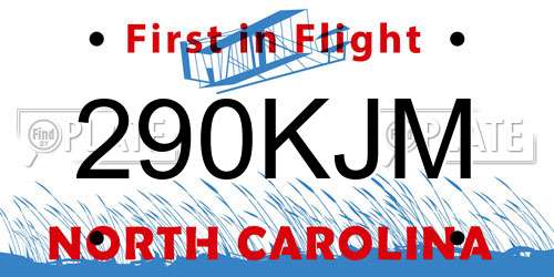 290KJM North Carolina License Plate