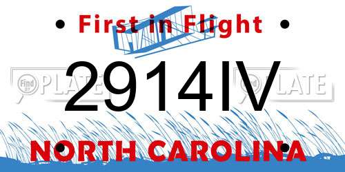 2914IV North Carolina License Plate