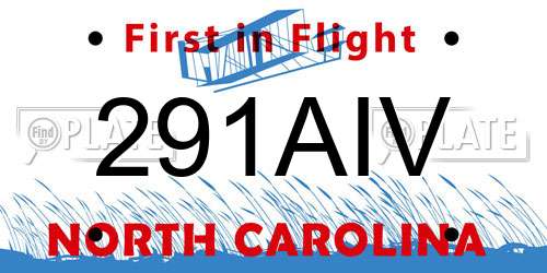291AIV North Carolina License Plate