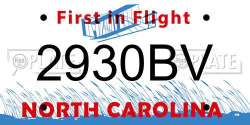 2930BV North Carolina License Plate