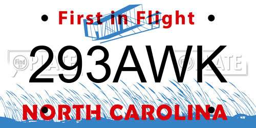 293AWK North Carolina License Plate