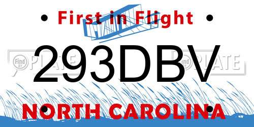 293DBV North Carolina License Plate