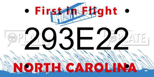 293E22 North Carolina License Plate