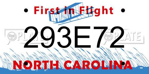 293E72 North Carolina License Plate