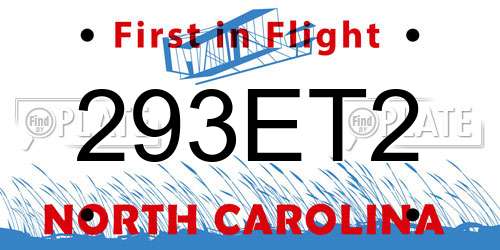 293ET2 North Carolina License Plate