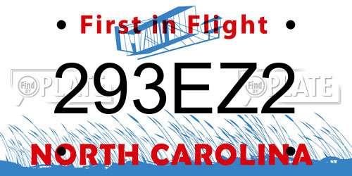 293EZ2 North Carolina License Plate