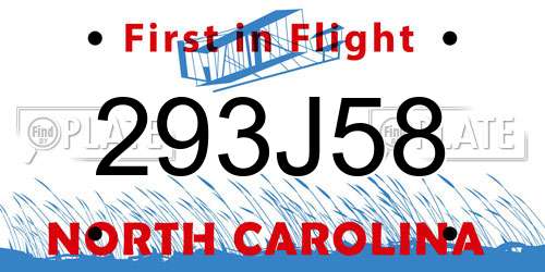 293J58 North Carolina License Plate