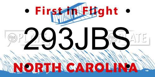 293JBS North Carolina License Plate