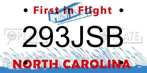 293JSB North Carolina License Plate