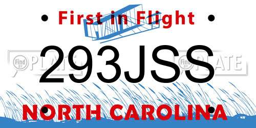 293JSS North Carolina License Plate