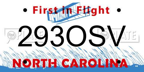 293OSV North Carolina License Plate