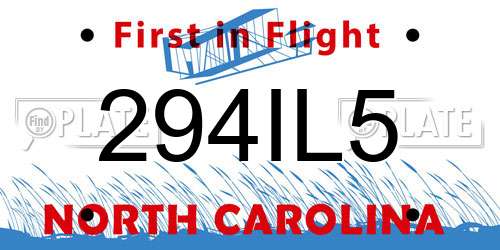 294IL5 North Carolina License Plate