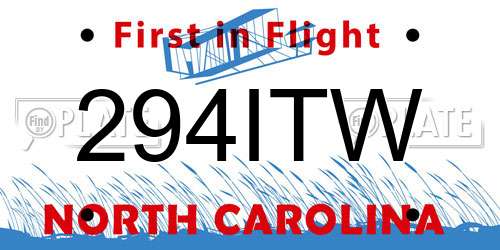 294ITW North Carolina License Plate