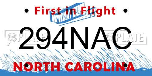 294NAC North Carolina License Plate