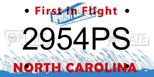 2954PS North Carolina License Plate