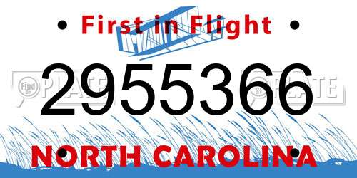 2955366 North Carolina License Plate