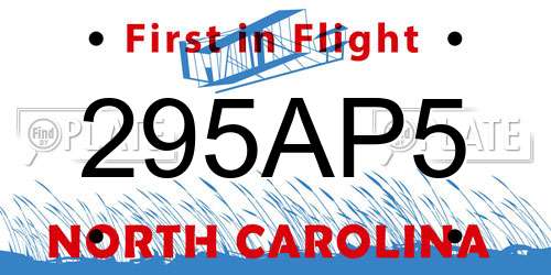 295AP5 North Carolina License Plate