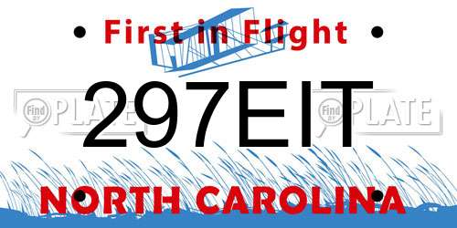 297EIT North Carolina License Plate