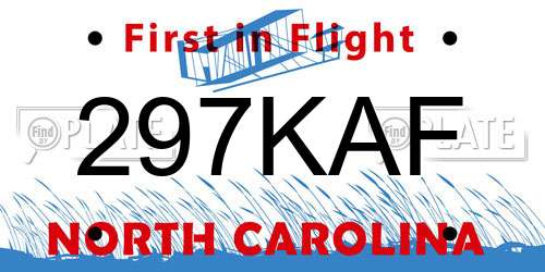 297KAF North Carolina License Plate