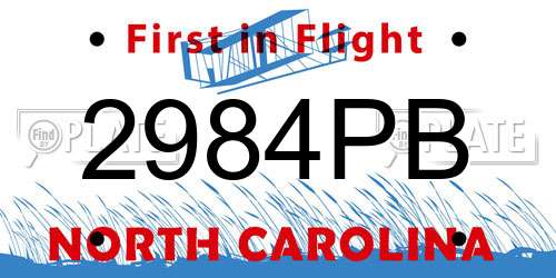 2984PB North Carolina License Plate