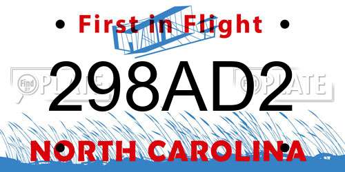 298AD2 North Carolina License Plate