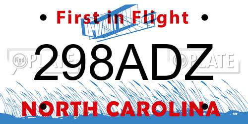 298ADZ North Carolina License Plate