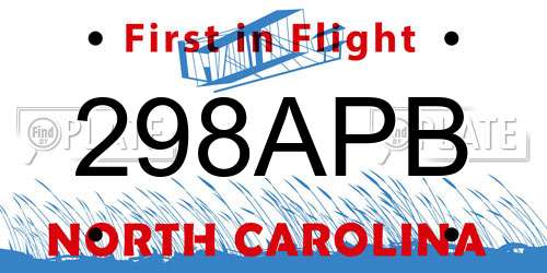 298APB North Carolina License Plate