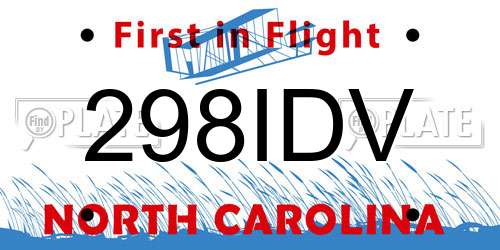 298IDV North Carolina License Plate
