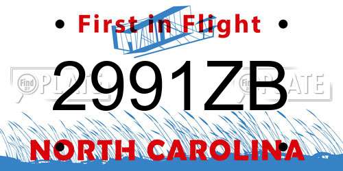 2991ZB North Carolina License Plate