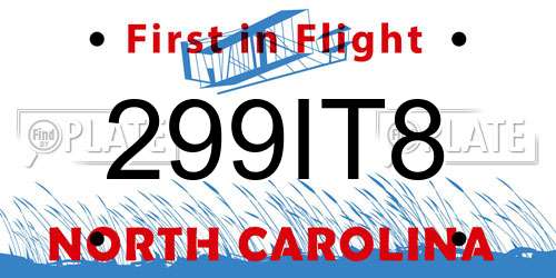 299IT8 North Carolina License Plate