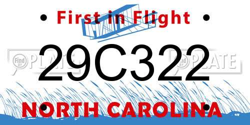 29C322 North Carolina License Plate