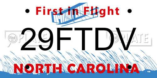 29FTDV North Carolina License Plate