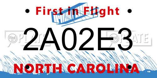 2A02E3 North Carolina License Plate