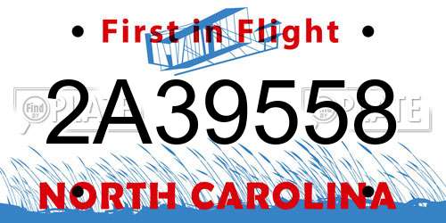 2A39558 North Carolina License Plate